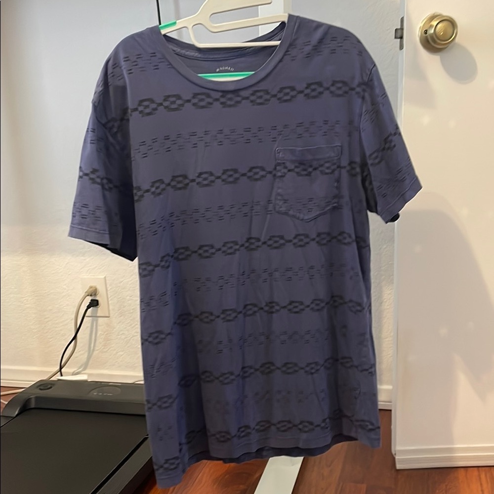 J Crew Patterned Blue Pocket T-Shirt